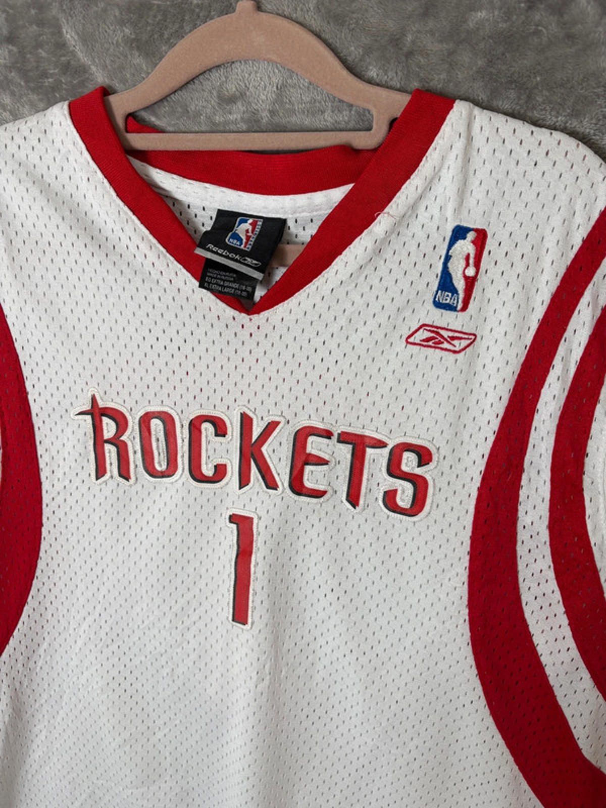 Vintage Reebok NBA Houston Rockets Tracy McGrady 1 Jersey (XL) Men’s White Red