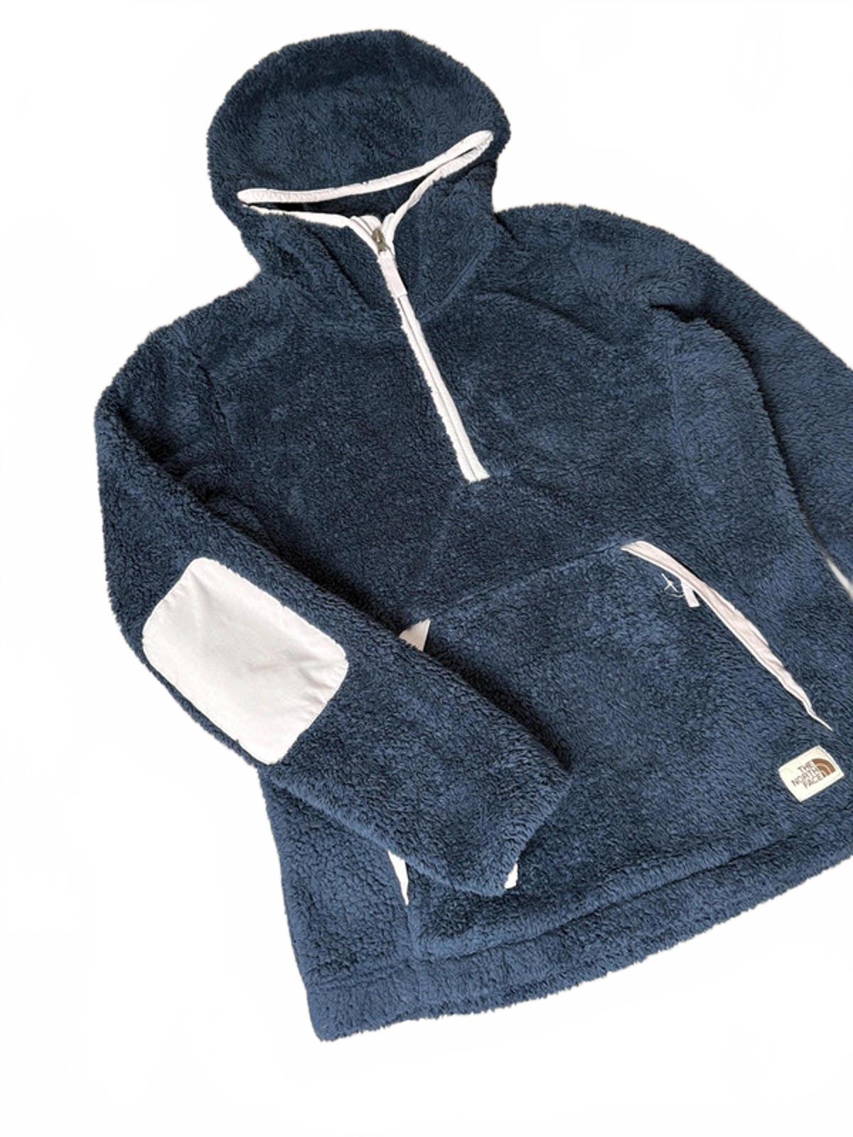 The North Face Women’s Sherpa Teddy Fleece Hoodie Pullover (M) Navy Blue White