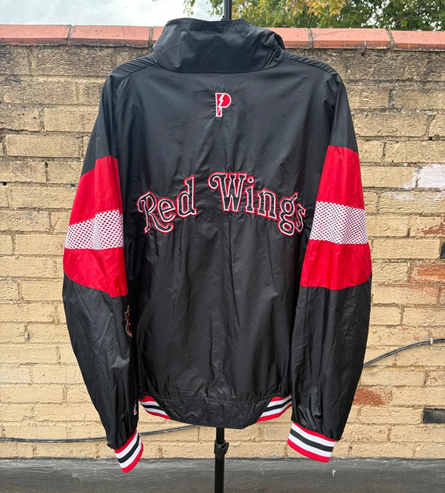 Vintage Pro Player Detroit Red Wings NHL Jacket (L) Black Red Embroidered 90s