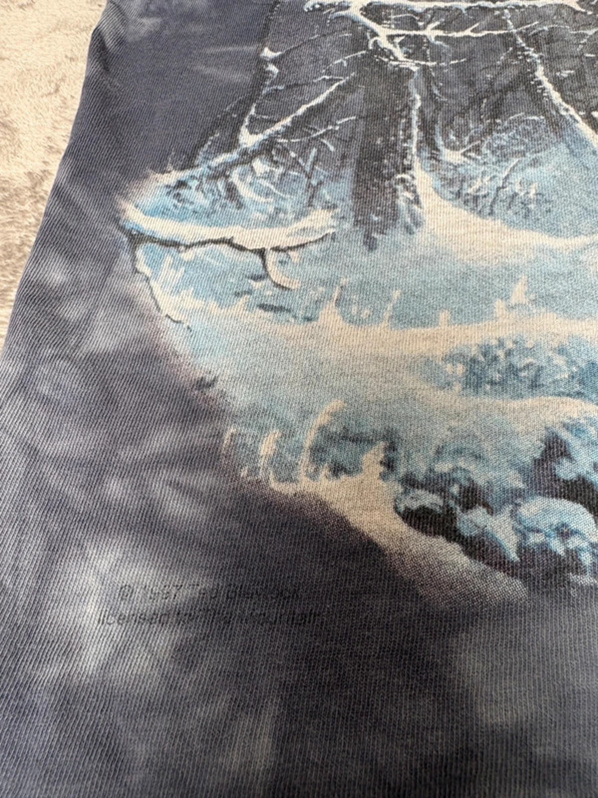 Vintage Winter Landscape Tie-Dye Tee (L) Single Stitch Native Camp Scene 90s Art