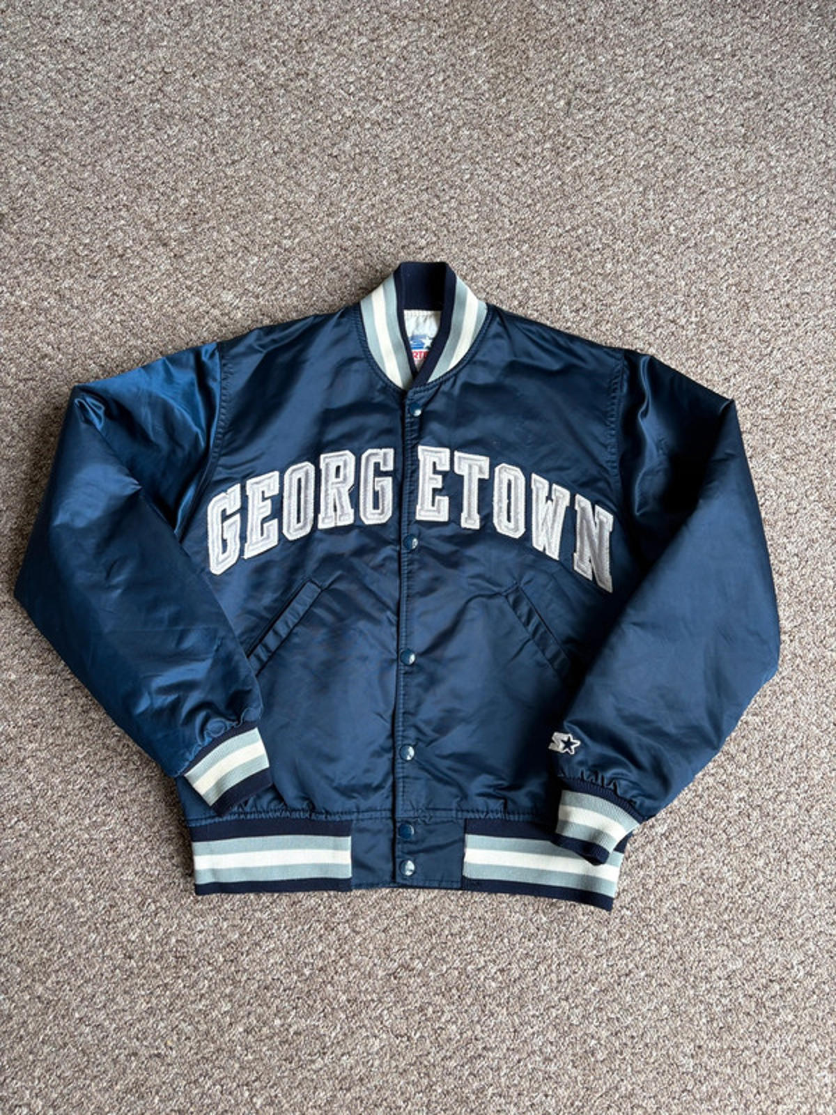 Starter Georgetown Hoyas Satin Varsity Jacket Vintage 80s Men’s (M) USA Made