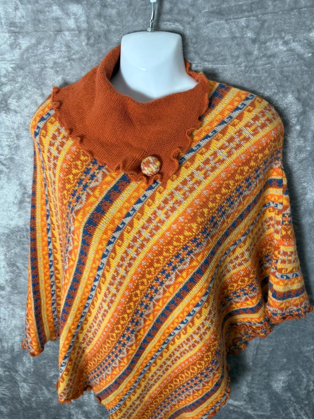 Handmade Peruvian Multicolor Alpaca Poncho - One Size