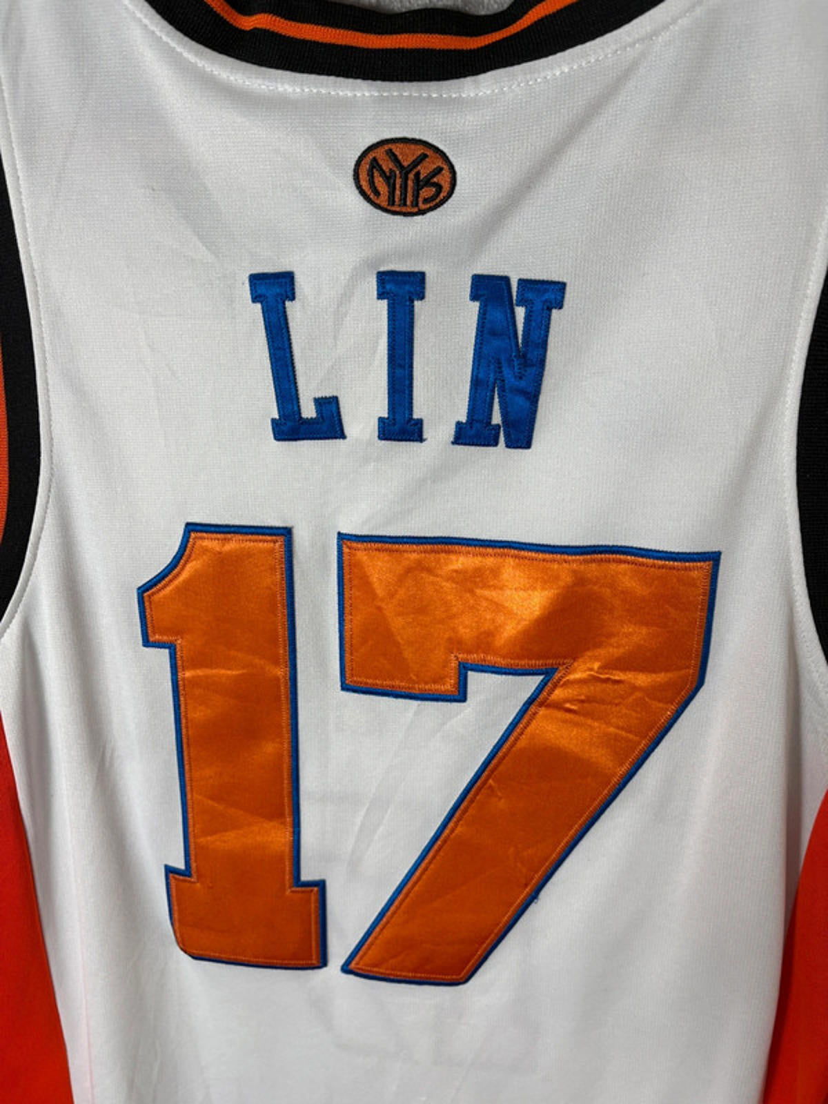 Adidas New York Knicks Jeremy Lin 17 NBA Jersey (XL) White Orange Vintage 2011