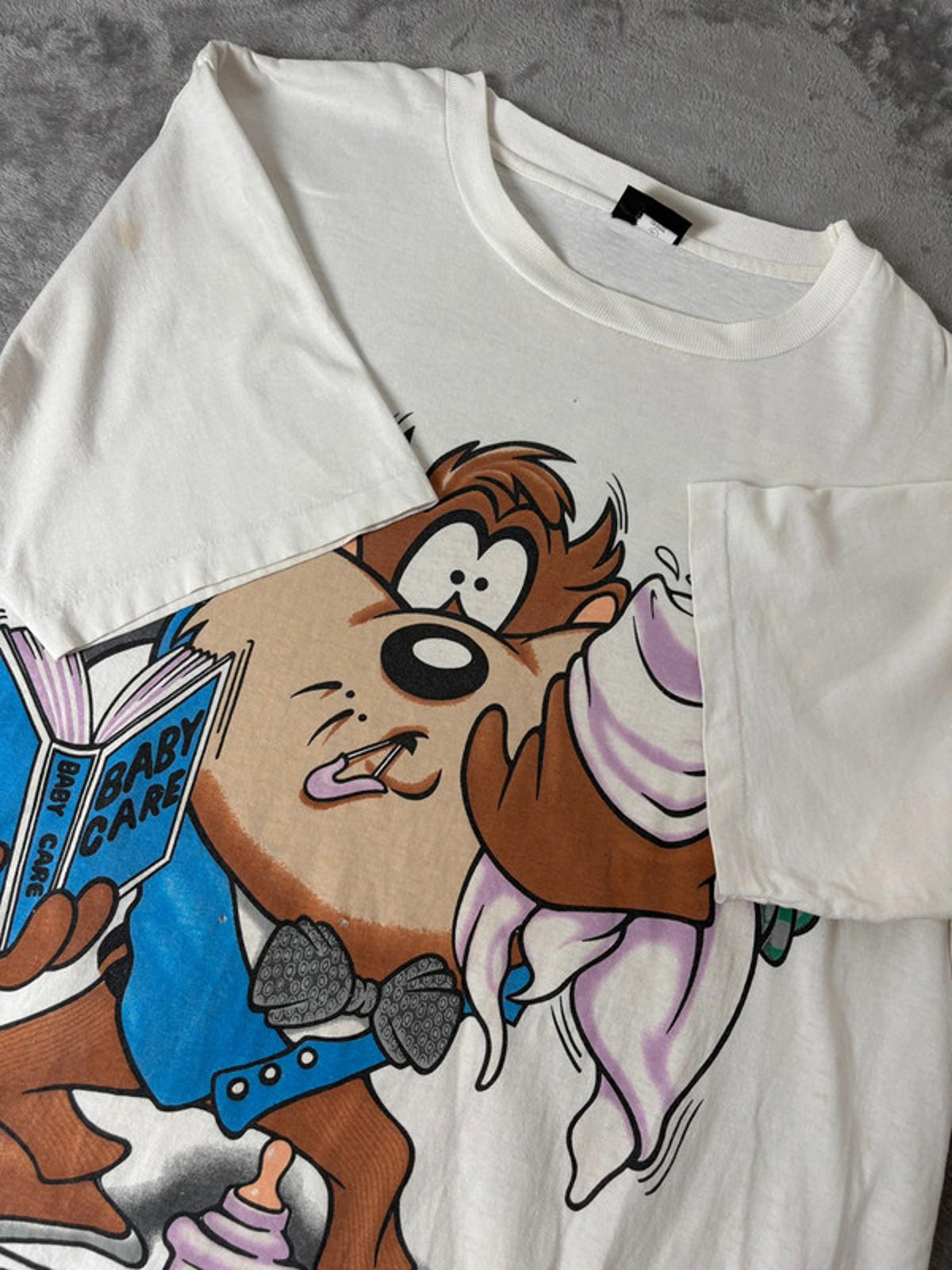 Vintage 1995 Looney Tunes Taz Mania Baby Care Tee (XL)Single Stitch Warner Bros