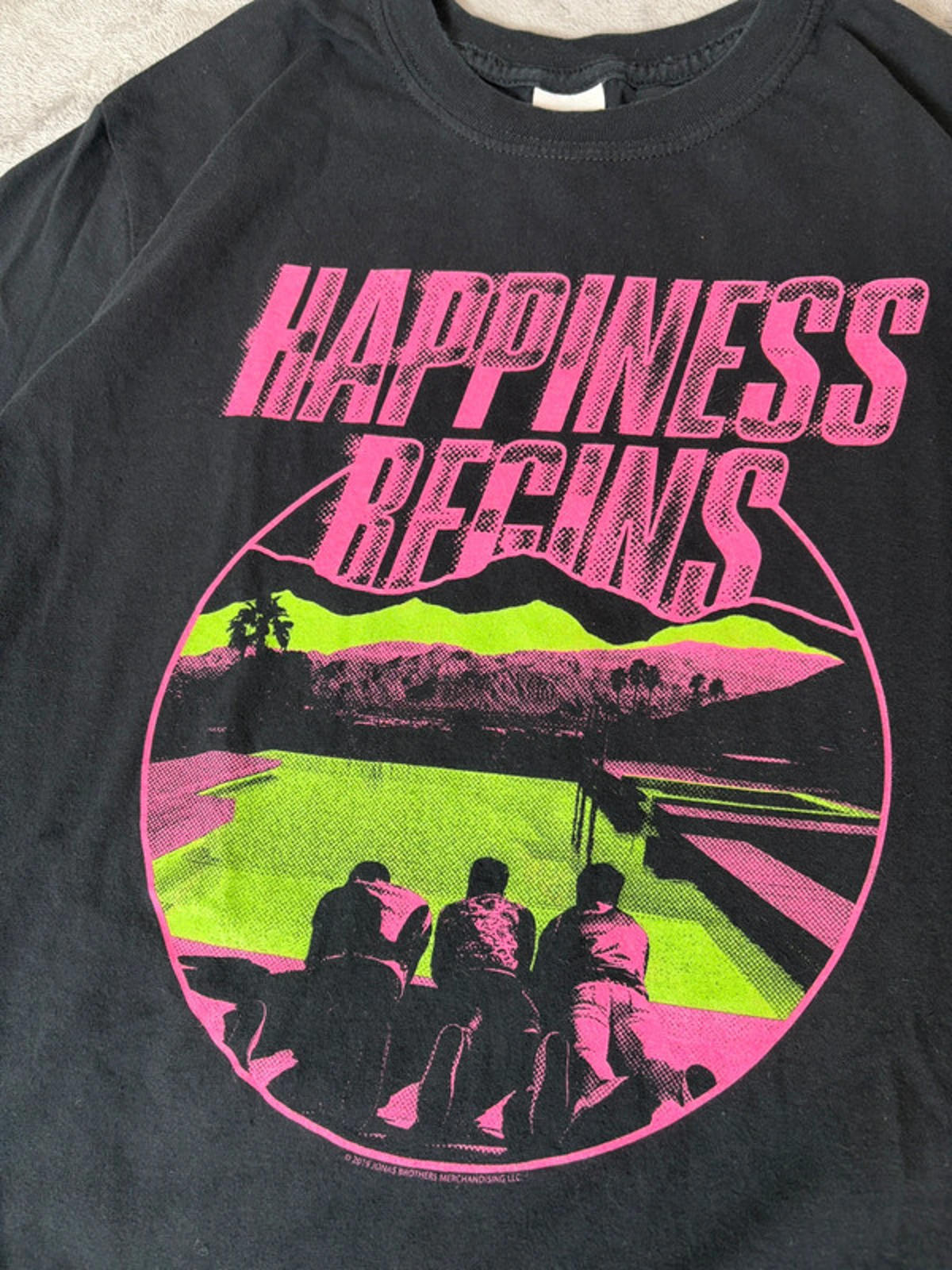 Jonas Brothers Happiness Begins Tour T-Shirt (M) 2019 Black Graphic Band Tee