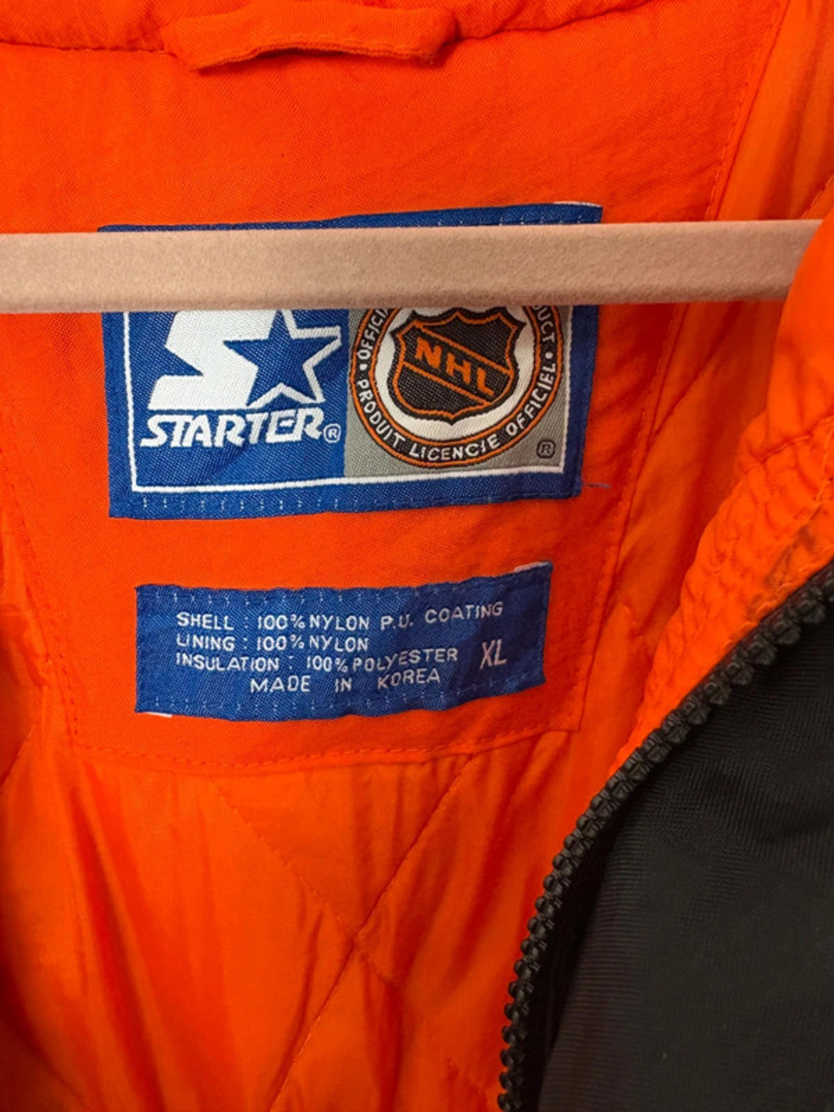 Vintage Starter Philadelphia Flyers NHL Puffer Jacket Black Orange XL Men’s 90s