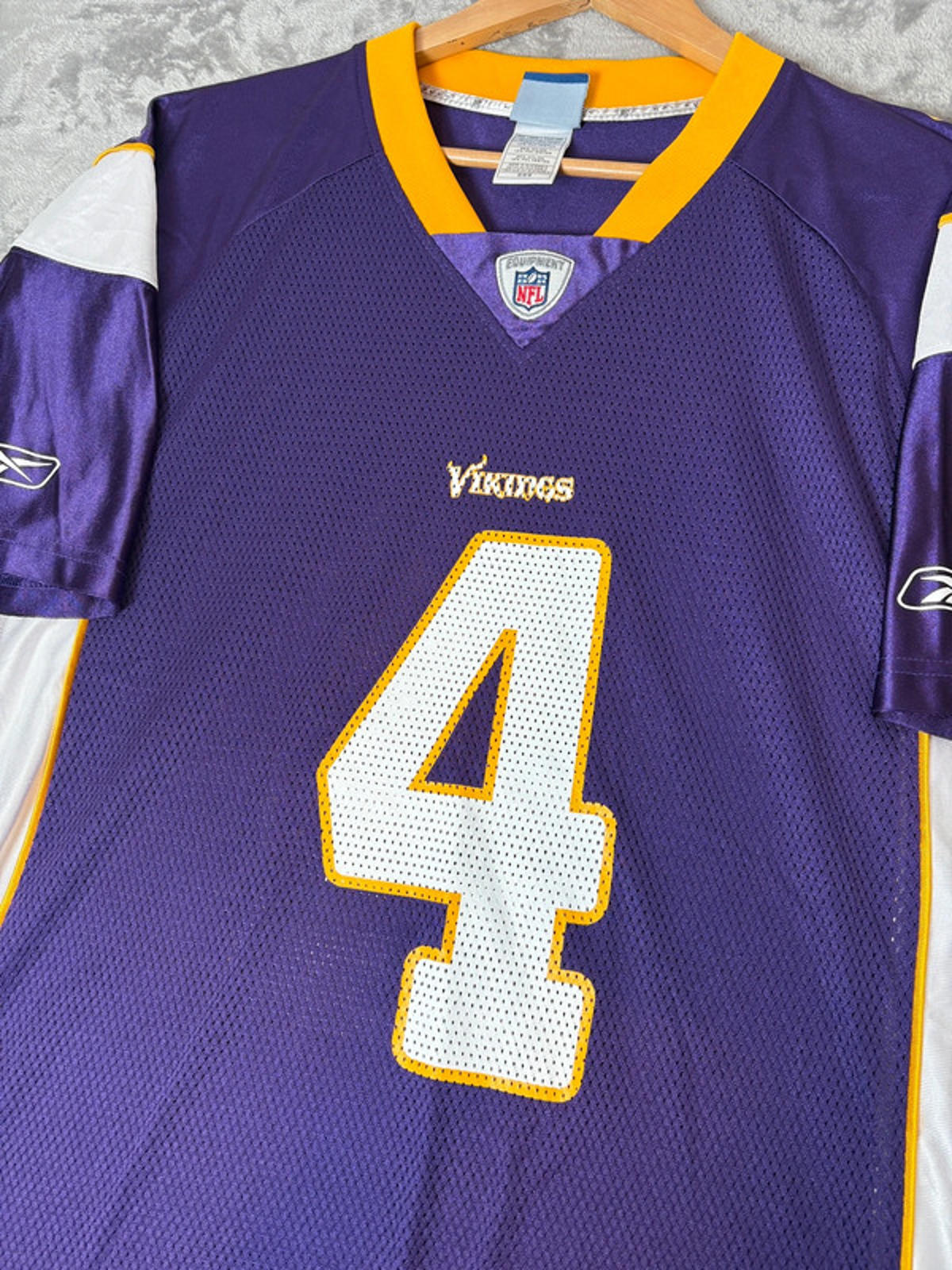 Vintage NFL Brett Favre Vikings Jersey Size M 2009 Reebok On Field Purple
