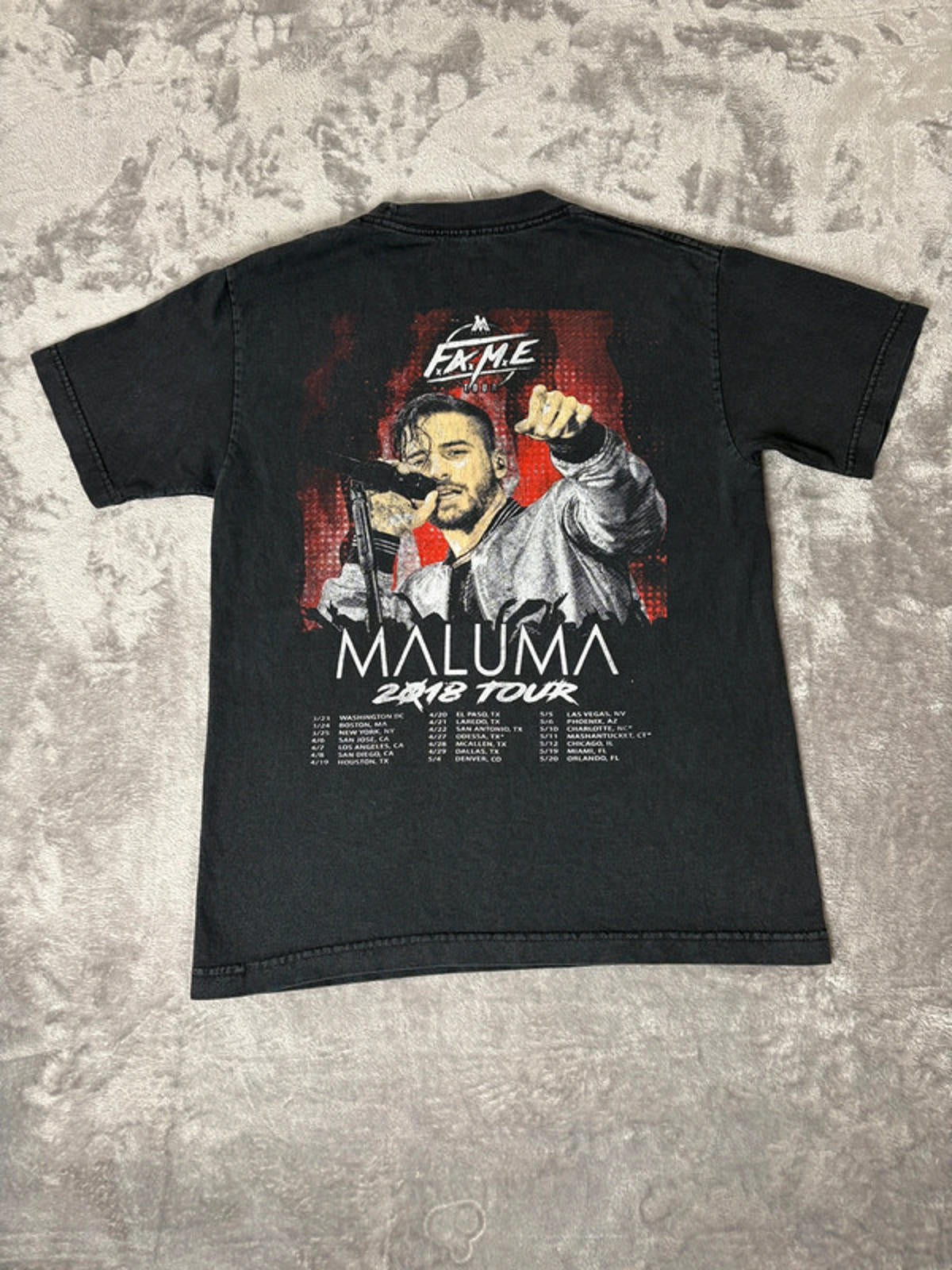 Maluma F.A.M.E. Tour 2018 Band Tee Size S Vintage Style Good Fade
