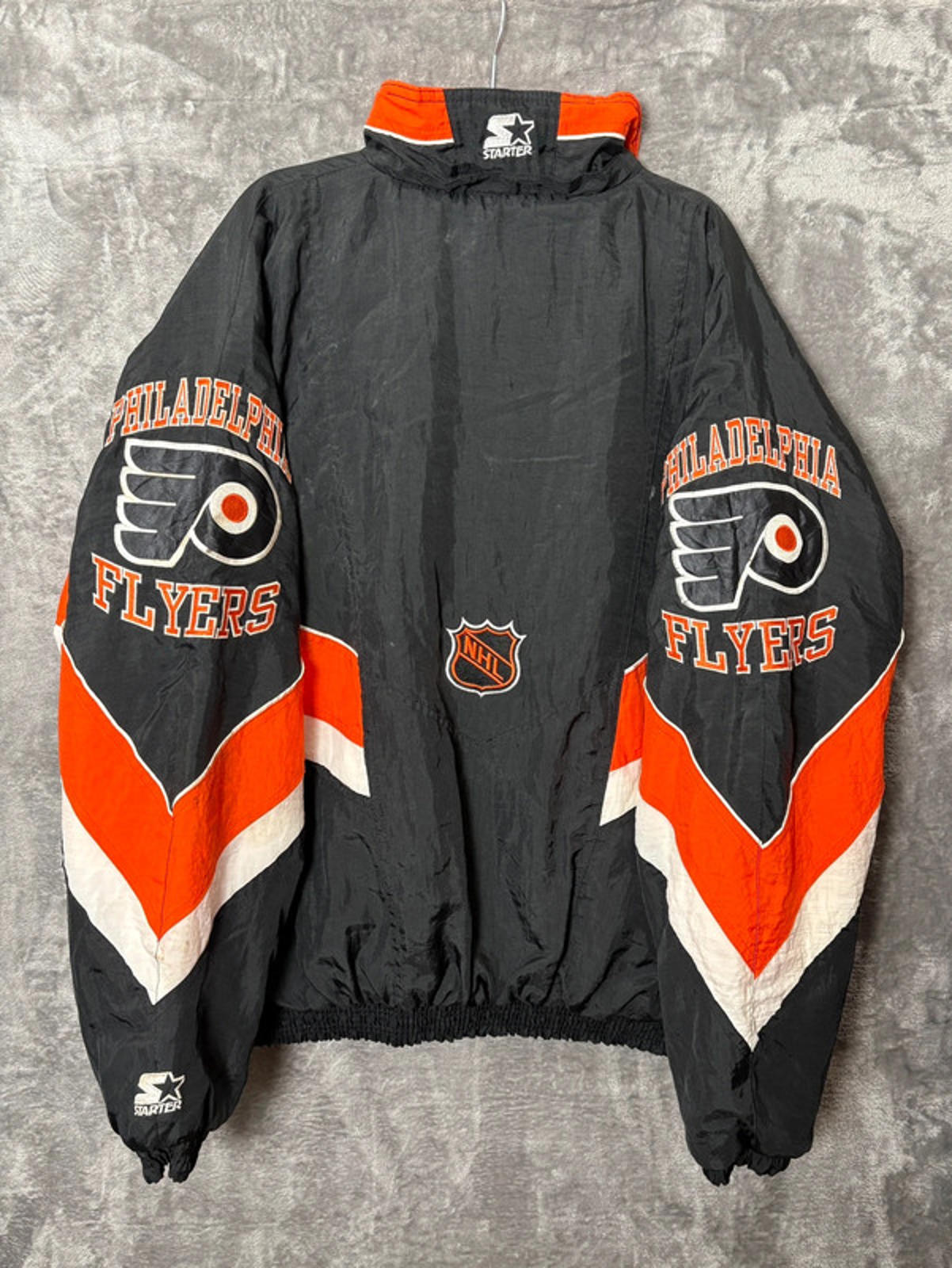 Vintage Starter Philadelphia Flyers NHL Puffer Jacket Black Orange XL Men’s 90s