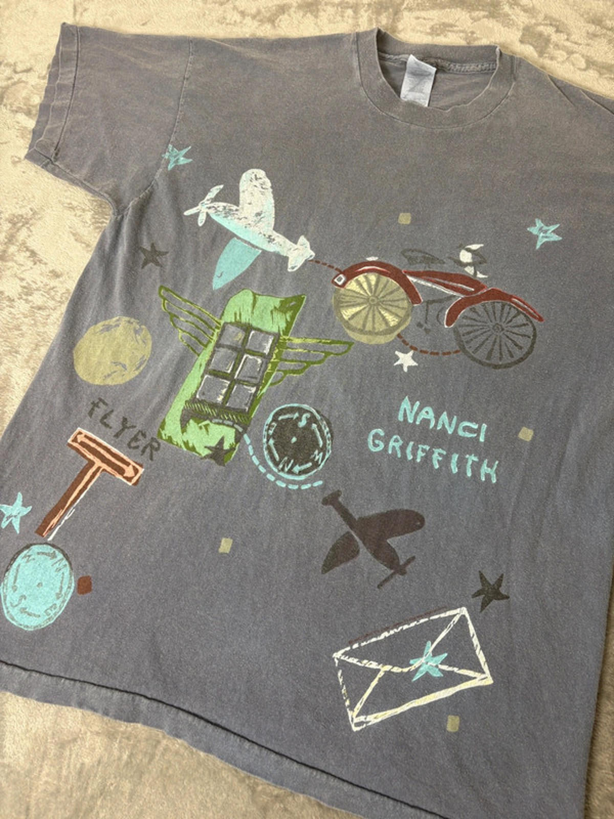 Nanci Griffith 1995 Flyer Tour Art Tee (XL) Single Stitch Vintage Band T-Shirt