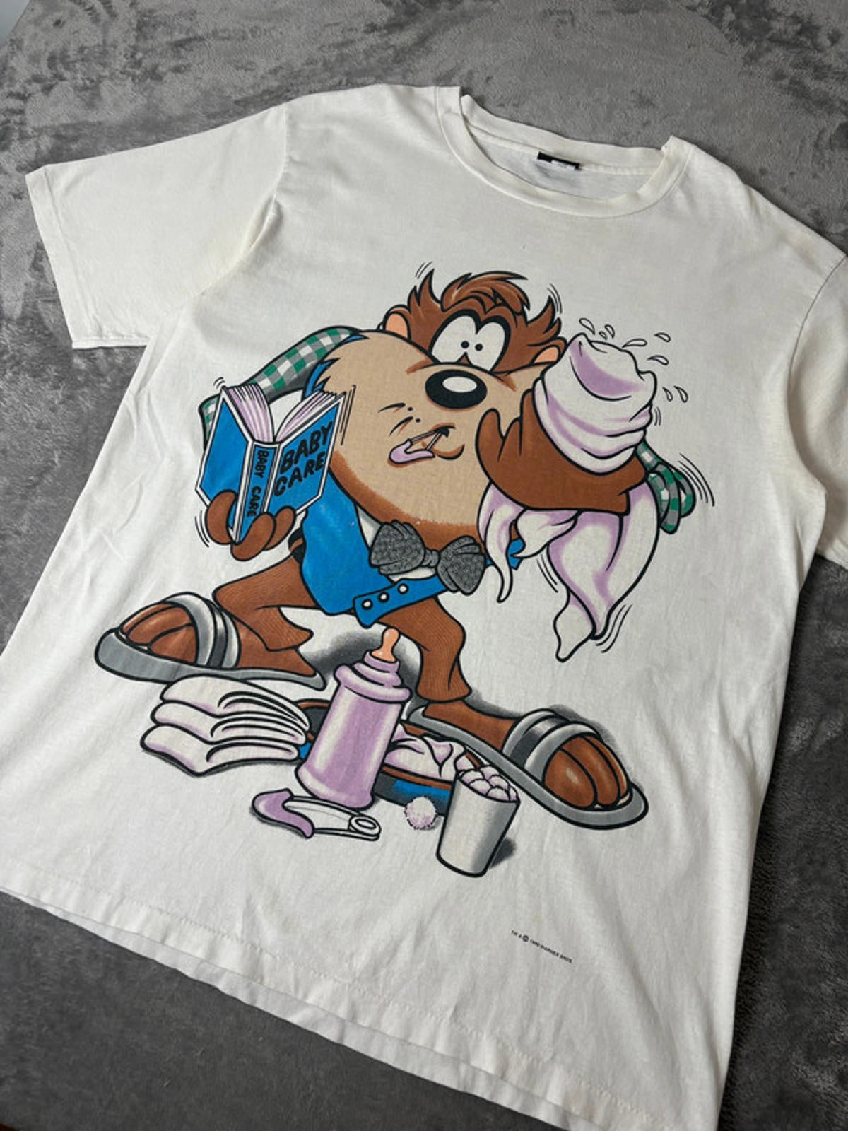 Vintage 1995 Looney Tunes Taz Mania Baby Care Tee (XL)Single Stitch Warner Bros