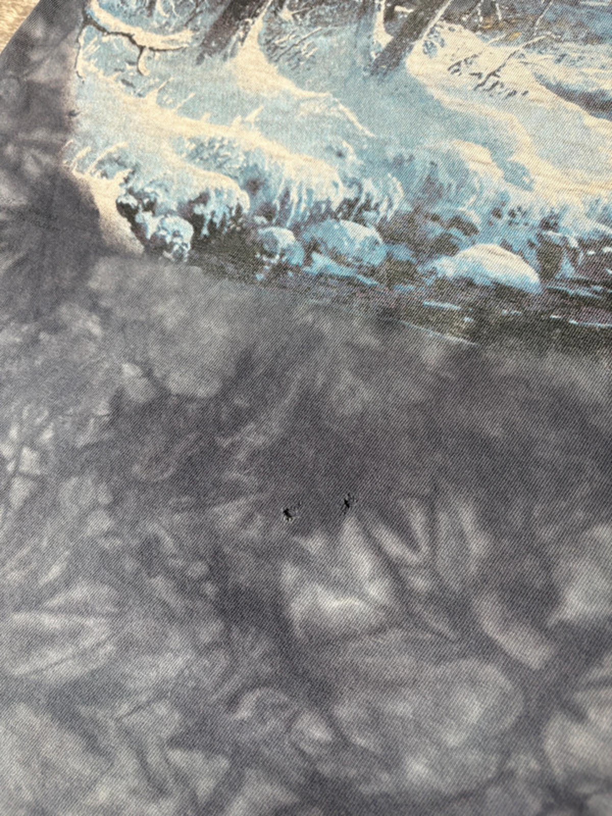 Vintage Winter Landscape Tie-Dye Tee (L) Single Stitch Native Camp Scene 90s Art
