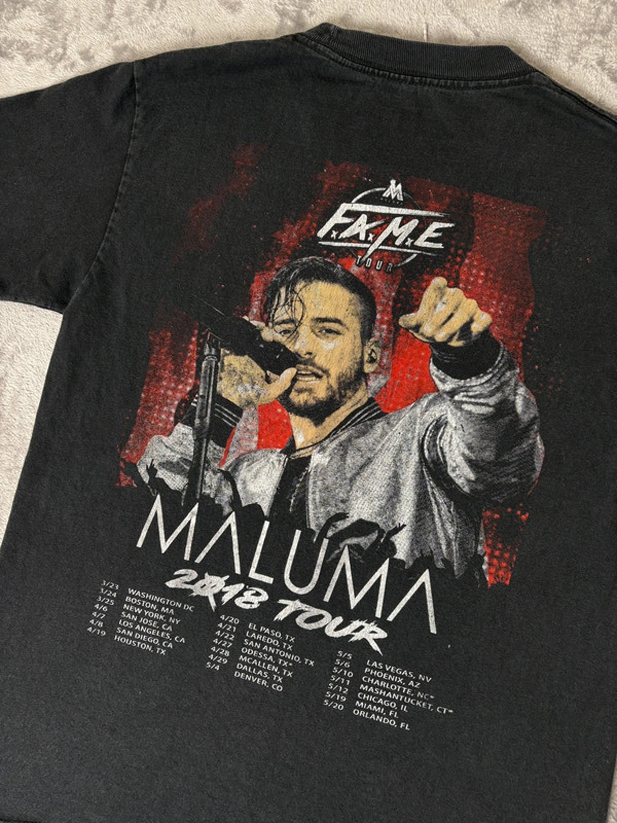 Maluma F.A.M.E. Tour 2018 Band Tee Size S Vintage Style Good Fade