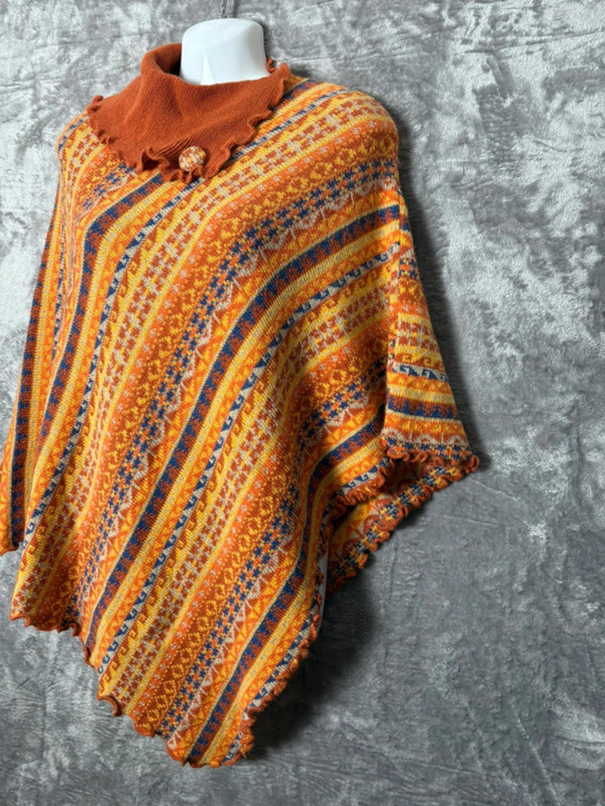 Handmade Peruvian Multicolor Alpaca Poncho - One Size