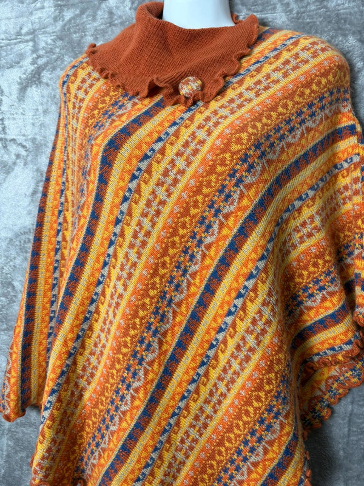 Handmade Peruvian Multicolor Alpaca Poncho - One Size