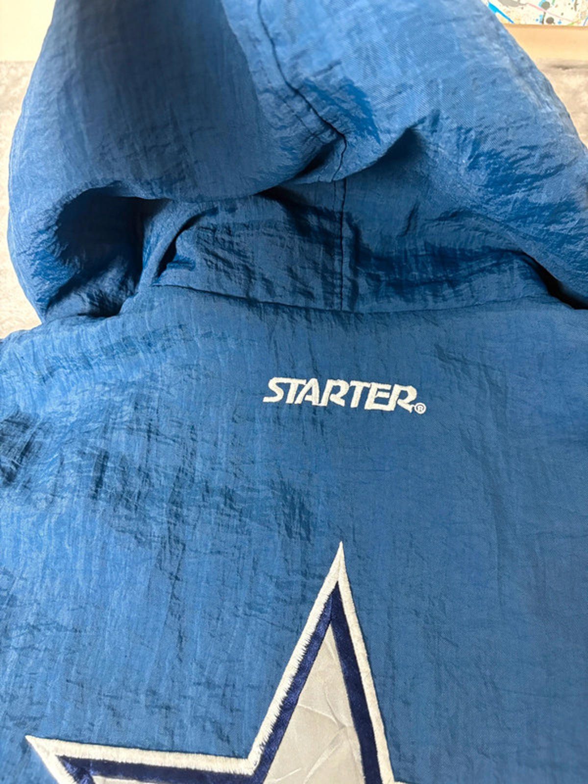 Vintage Dallas Cowboys NFL Starter Pullover Jacket (L) 90s Embroidered Logo Blue