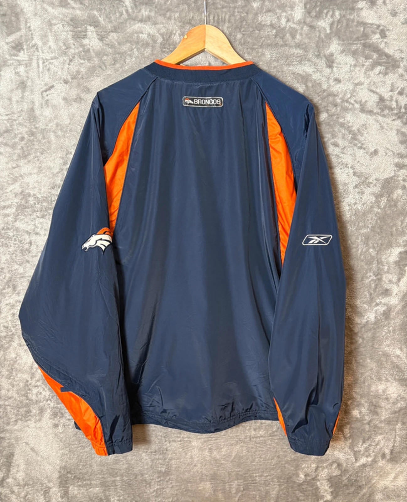 Vintage NFL Reebok Denver Broncos Pullover Jacket (L) Navy Orange Embroidered