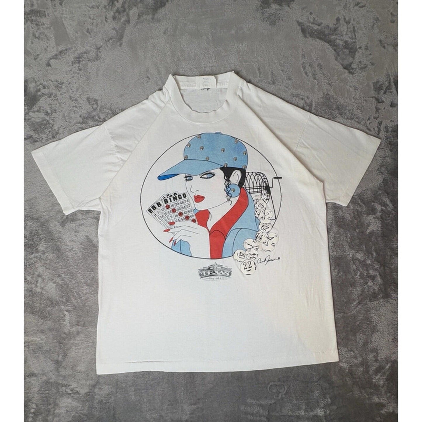 Vintage 80s Texas Gambling Hall Bingo T-Shirt Single Stitch Stunning Details