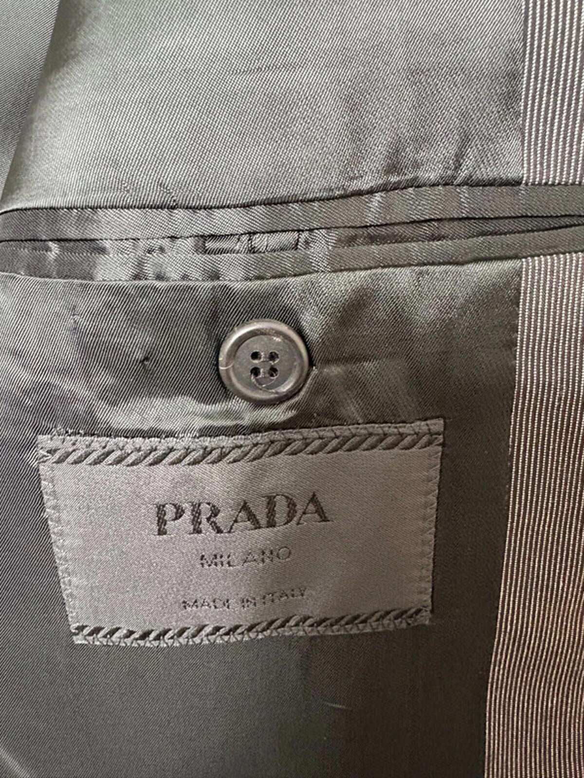 Prada Men’s Classic Suit Grey Size 54R UK 44R Wool Jacket & Trousers VG Conditio