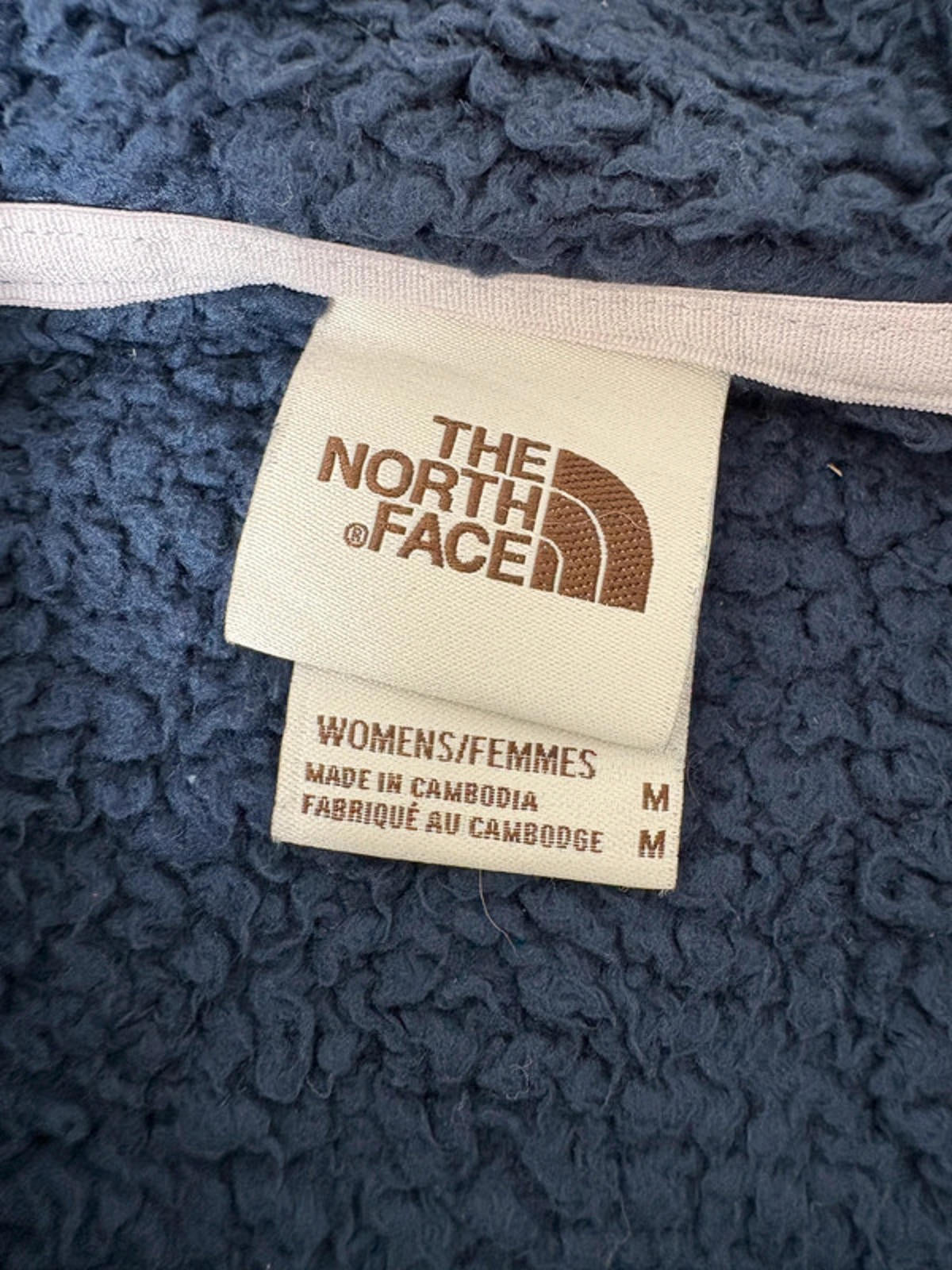 The North Face Women’s Sherpa Teddy Fleece Hoodie Pullover (M) Navy Blue White