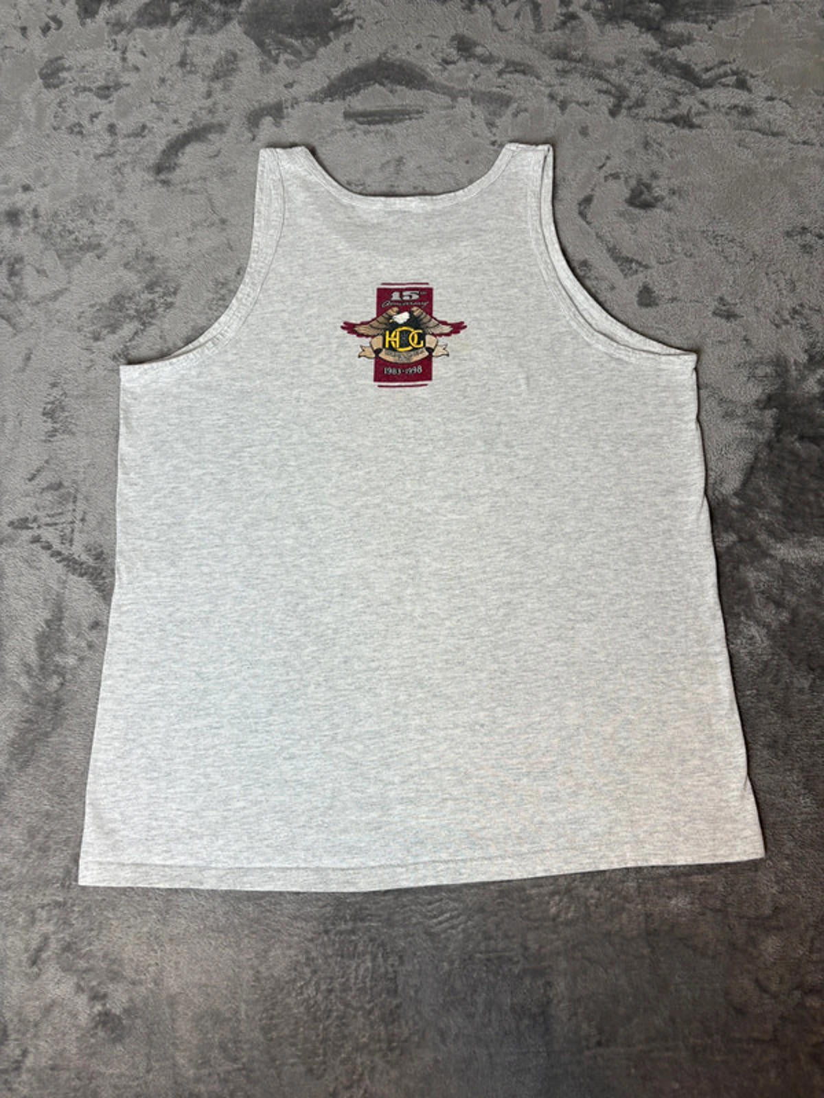 Vintage 1998 Harley H.O.G. Rally Tank Top (Men’s L) Gray Anvil USA 15th Anniver