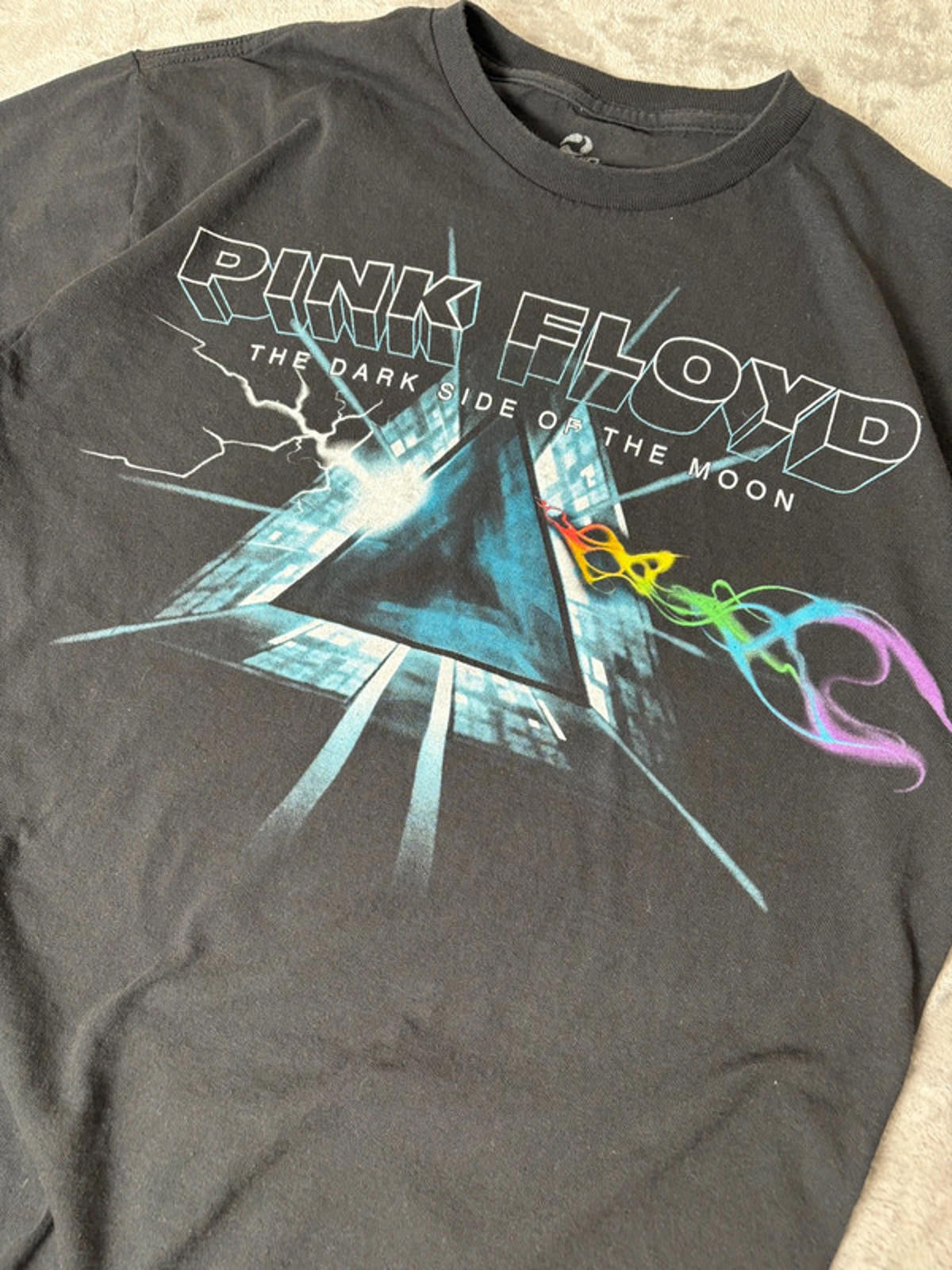 Pink Floyd Dark Side of the Moon Graphic Tee (L) Men’s Liquid Blue Black Rock Band Shirt