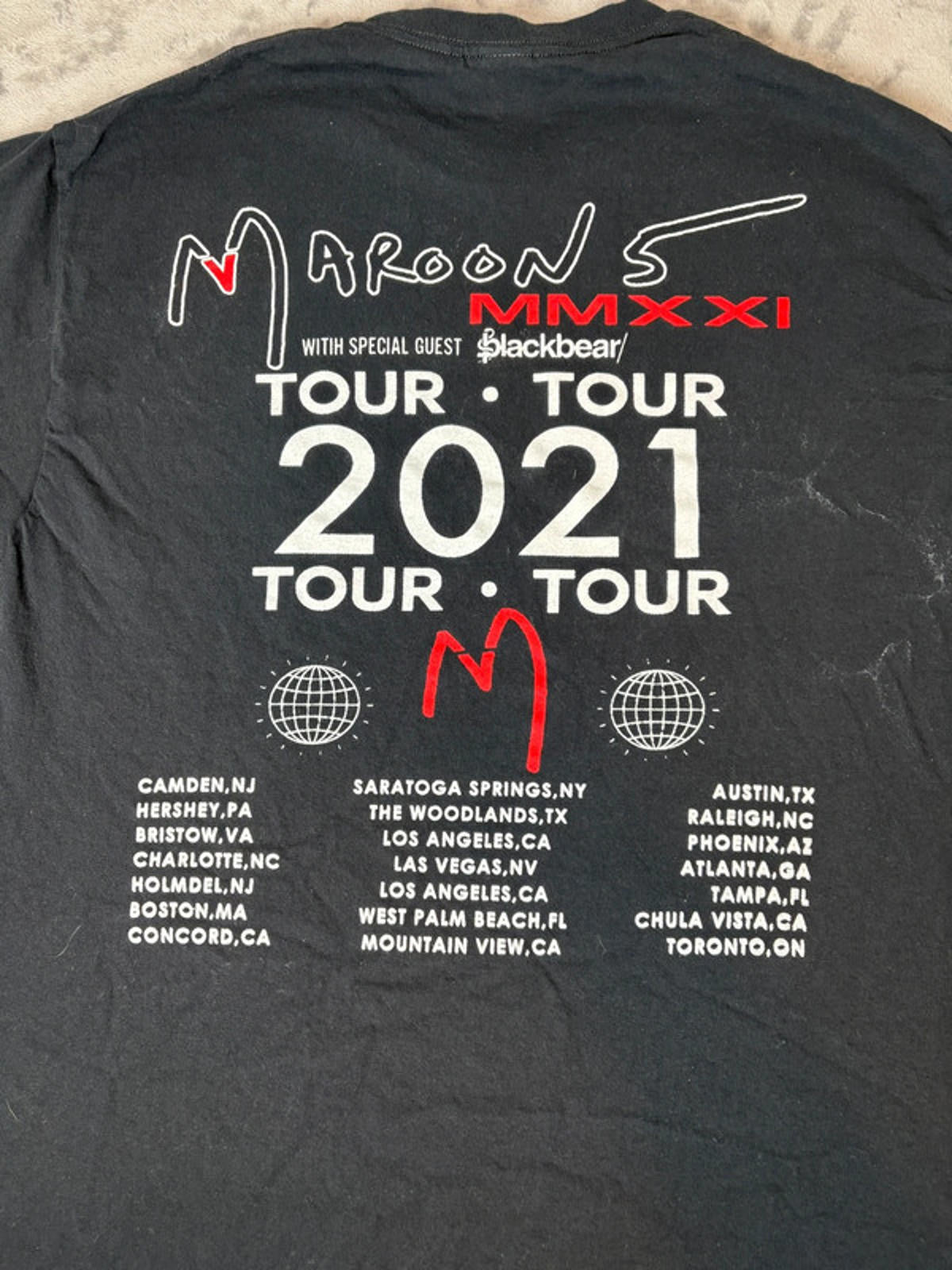 Maroon 5 2021 MMXXI Tour Band Tee (Fits M) Gildan Tag Black