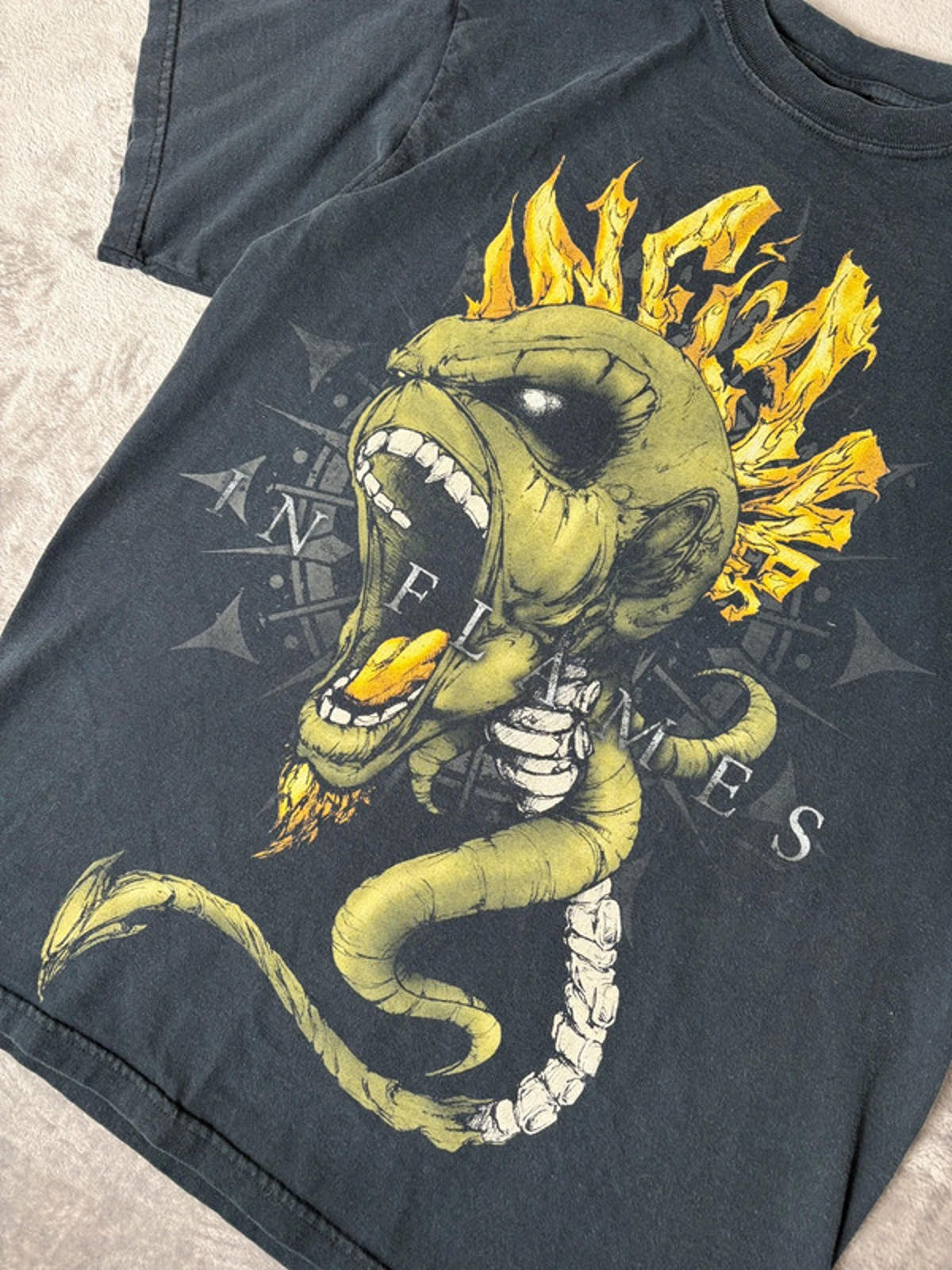 In Flames Band Tee Medium – Graphic Metalcore Shirt (Anvil)