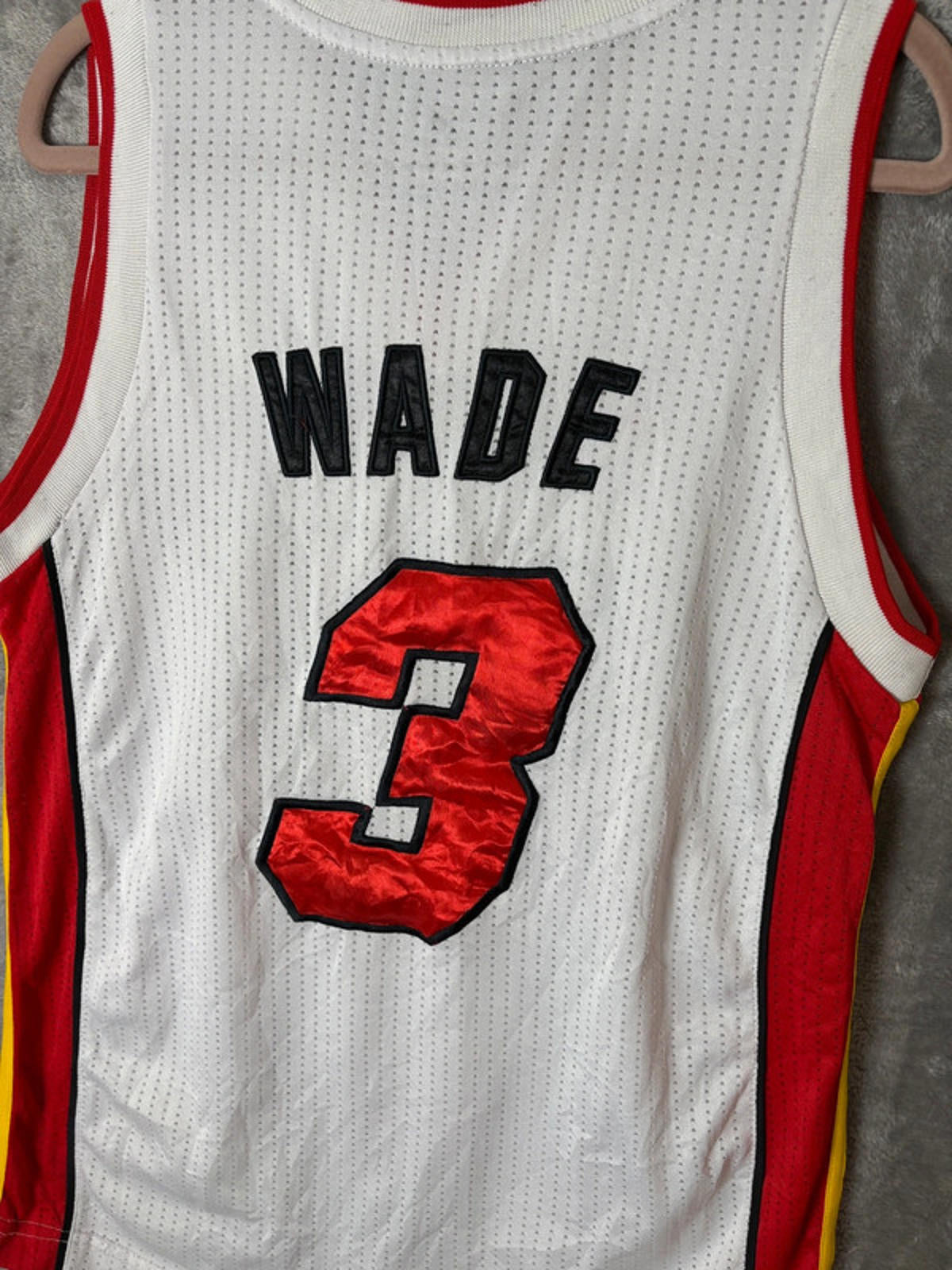 Adidas NBA Miami Heat Dwyane Wade 3 Jersey (S) White Red Climacool
