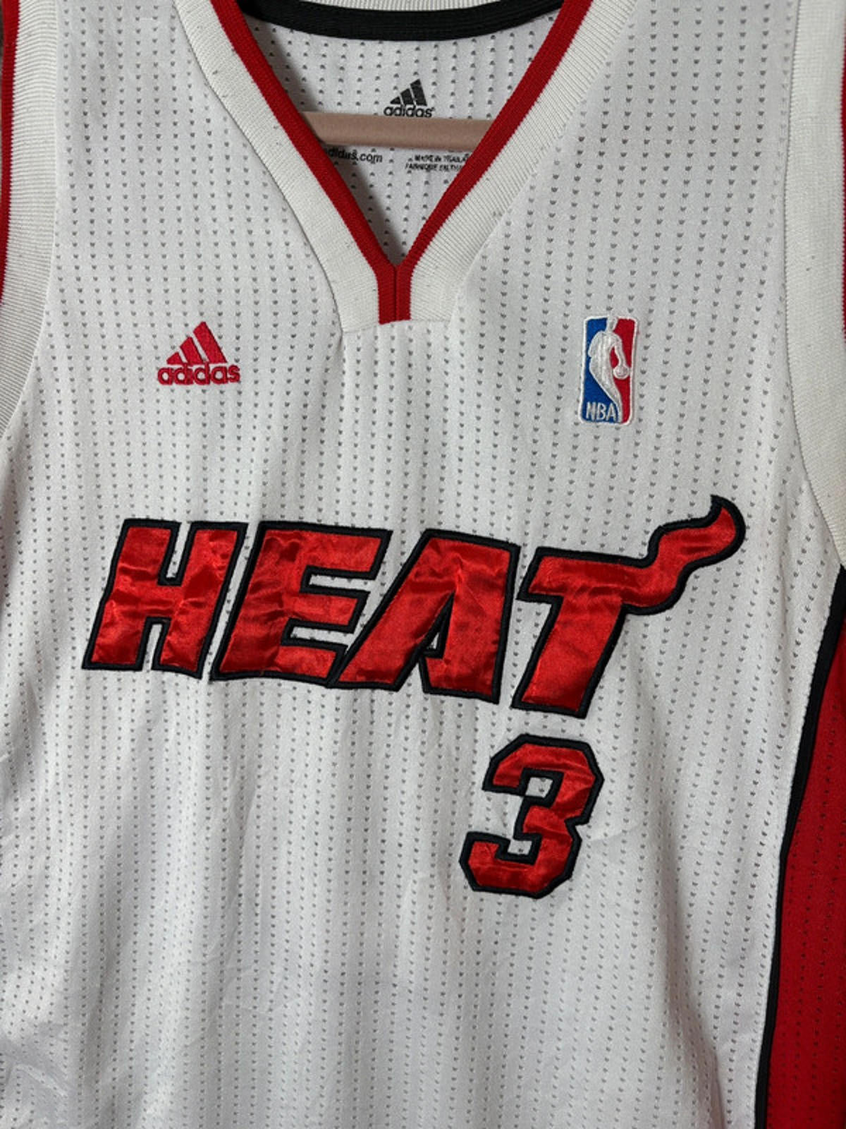 Adidas NBA Miami Heat Dwyane Wade 3 Jersey (S) White Red Climacool