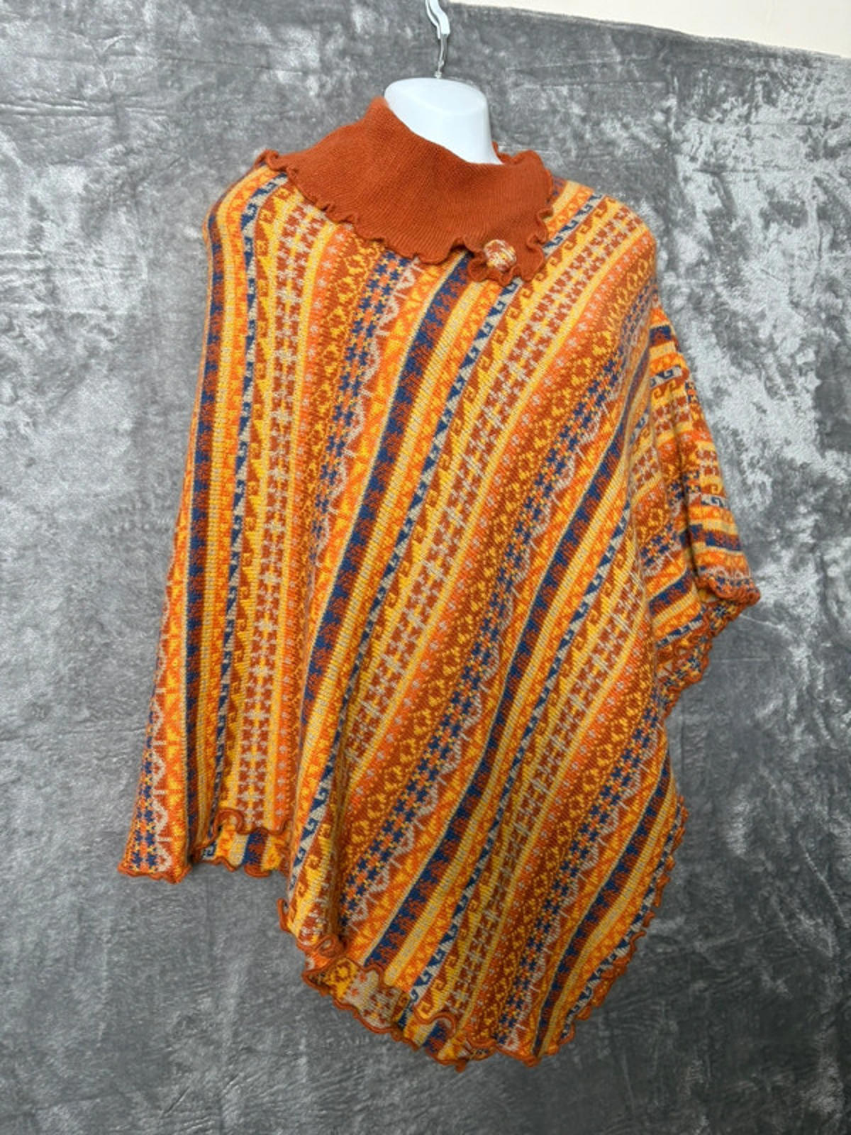 Handmade Peruvian Multicolor Alpaca Poncho - One Size
