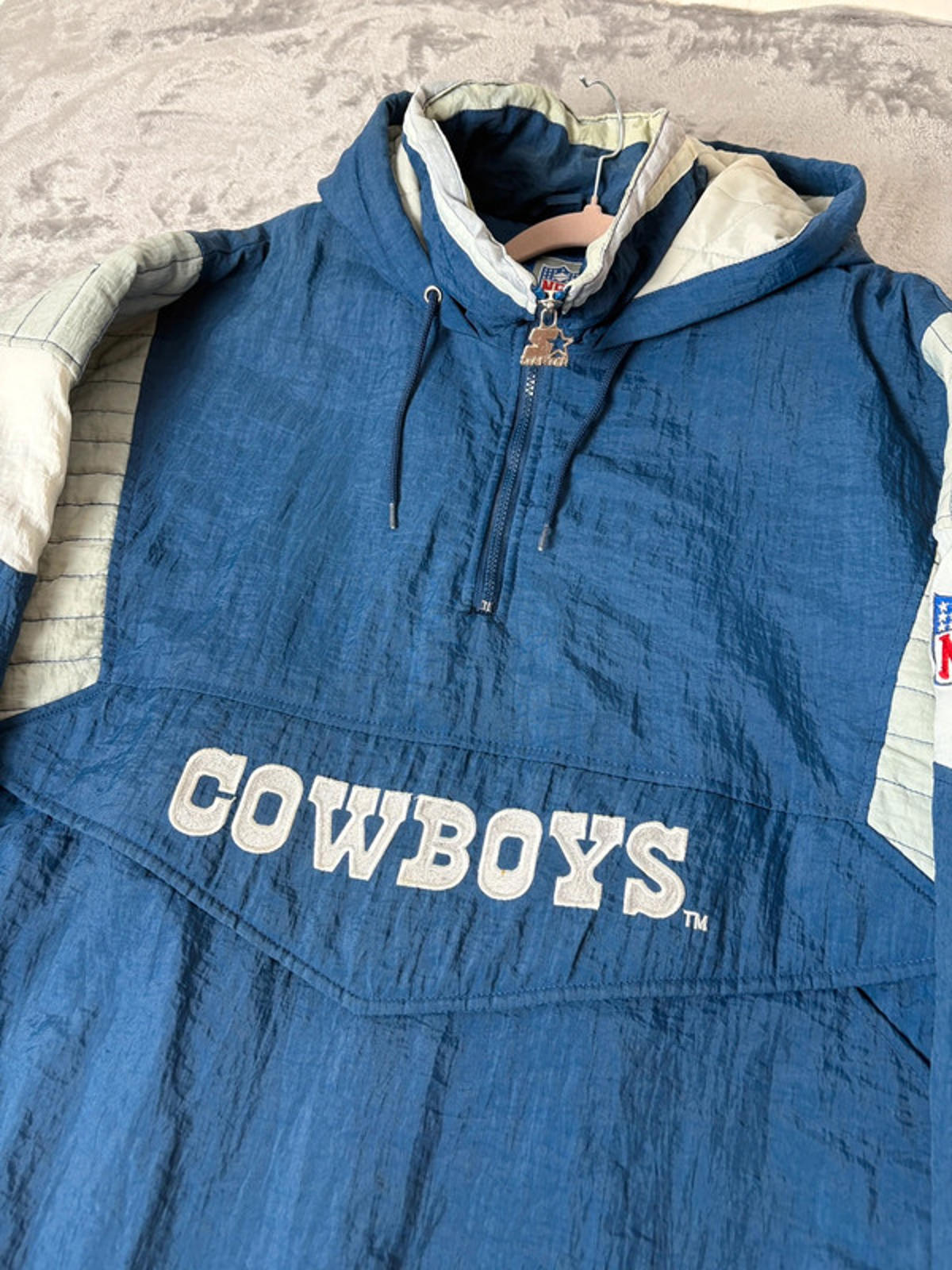 Vintage Dallas Cowboys NFL Starter Pullover Jacket (L) 90s Embroidered Logo Blue