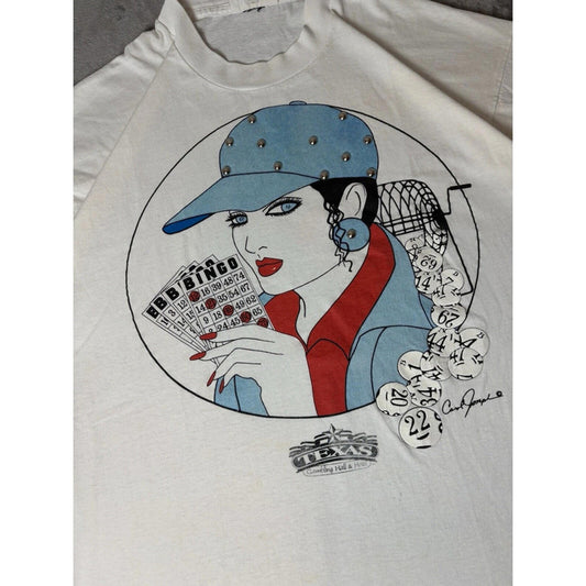 Vintage 80s Texas Gambling Hall Bingo T-Shirt Single Stitch Stunning Details