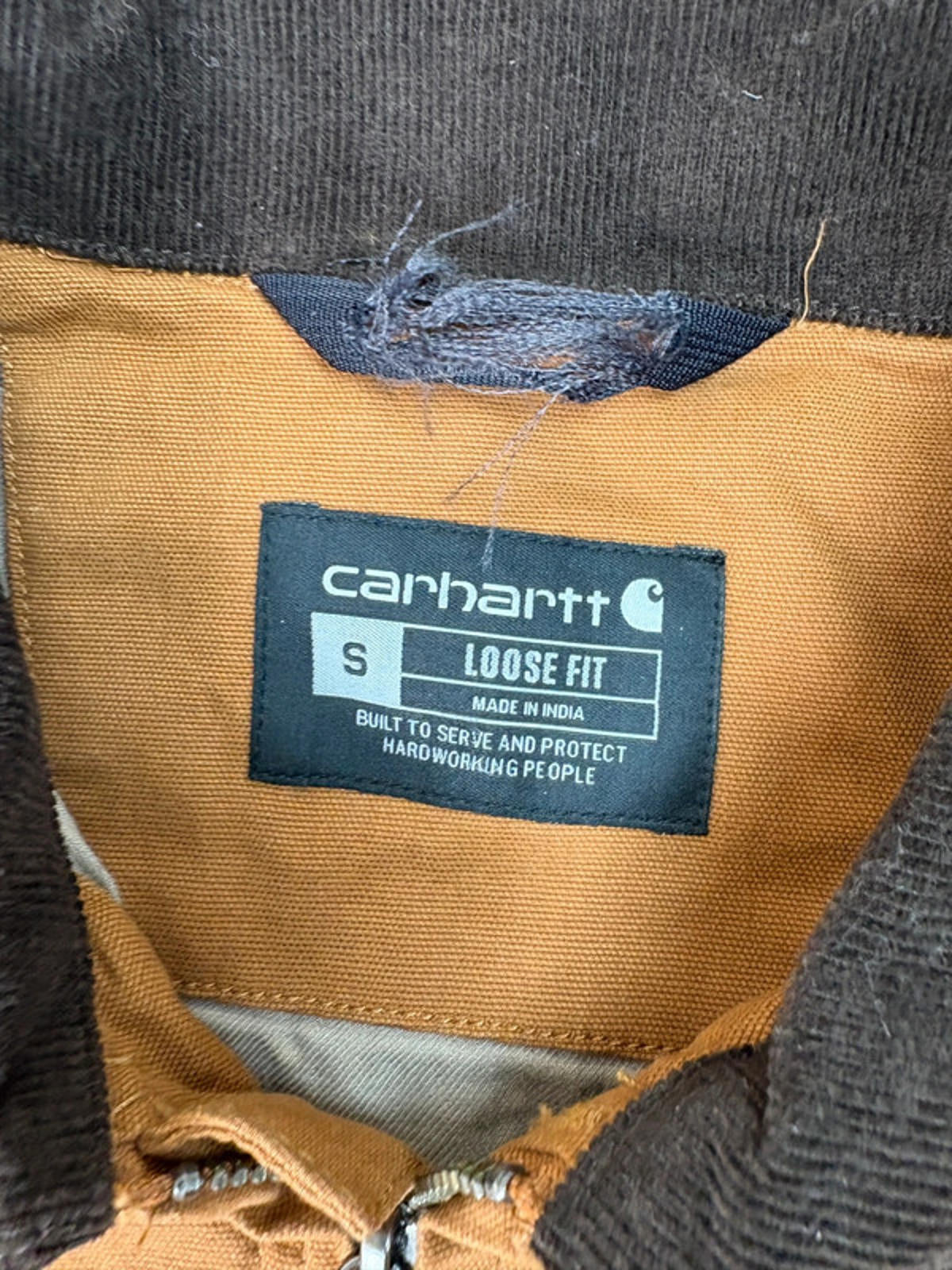 Carhartt Detroit Jacket Brown Loose Fit Small Canvas Workwear Coat