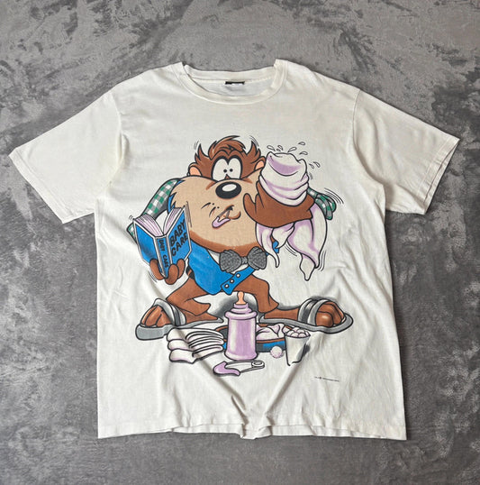 Vintage 1995 Looney Tunes Taz Mania Baby Care Tee (XL)Single Stitch Warner Bros