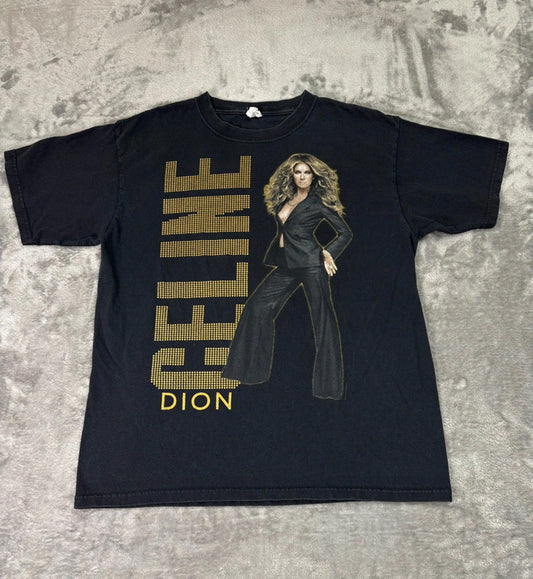 Celine Dion World Tour 2009 T-Shirt Men’s (L) Black Double-Sided Concert Tee