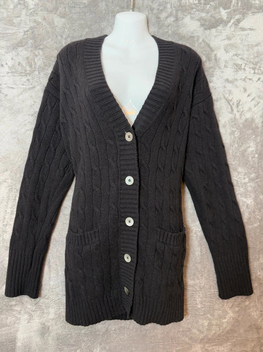 Ralph Lauren Women’s Cable Knit Merino Wool Cashmere Angora Cardigan M