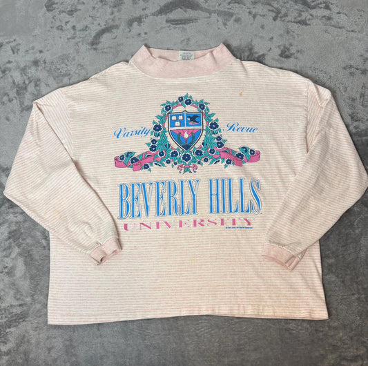 Vintage Beverly Hills University Sweatshirt (Unisex, One Size) 1991 Striped Crop