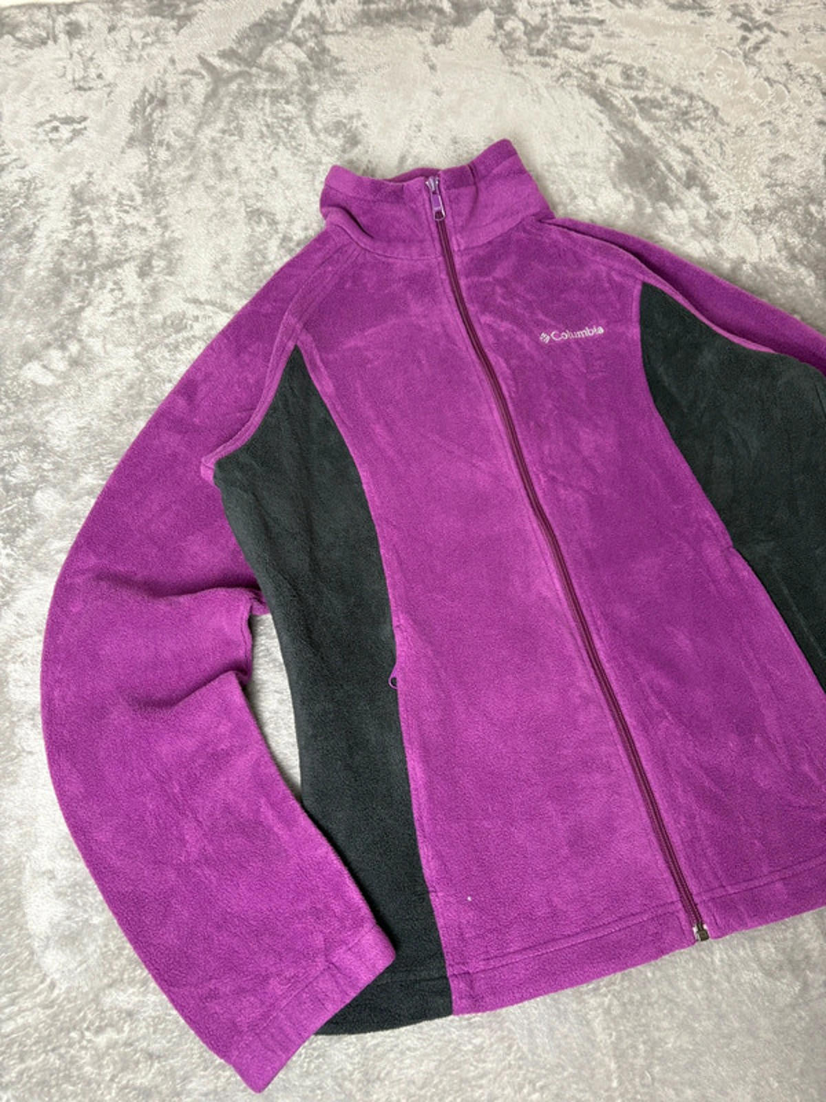 Columbia Women’s Full Zip Fleece Jacket Purple Black Size XL – Outdoor Hiking