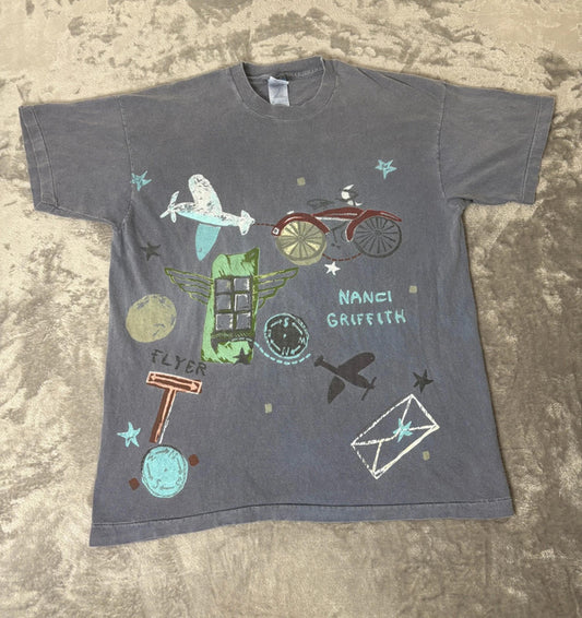 Nanci Griffith 1995 Flyer Tour Art Tee (XL) Single Stitch Vintage Band T-Shirt