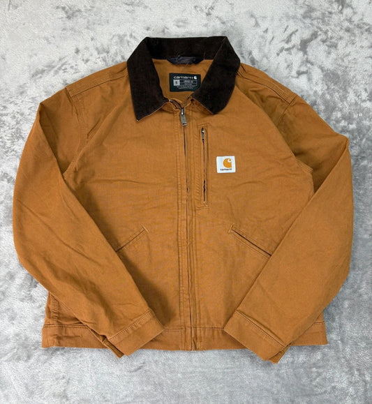 Carhartt Detroit Jacket Brown Loose Fit Small Canvas Workwear Coat