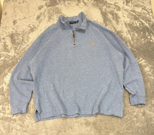Polo Ralph Lauren 1/4 Zip Sweatshirt (XLT) Men’s – Light Blue Casual Jumper