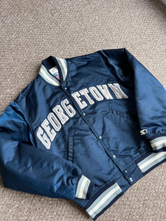 Starter Georgetown Hoyas Satin Varsity Jacket Vintage 80s Men’s (M) USA Made