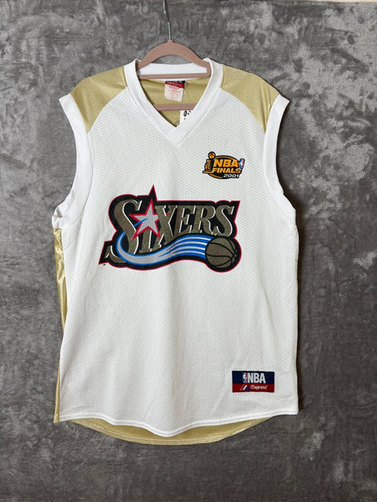 Vintage 2001 NBA Finals Allen Iverson Philadelphia 76ers Jersey (M) Majestic