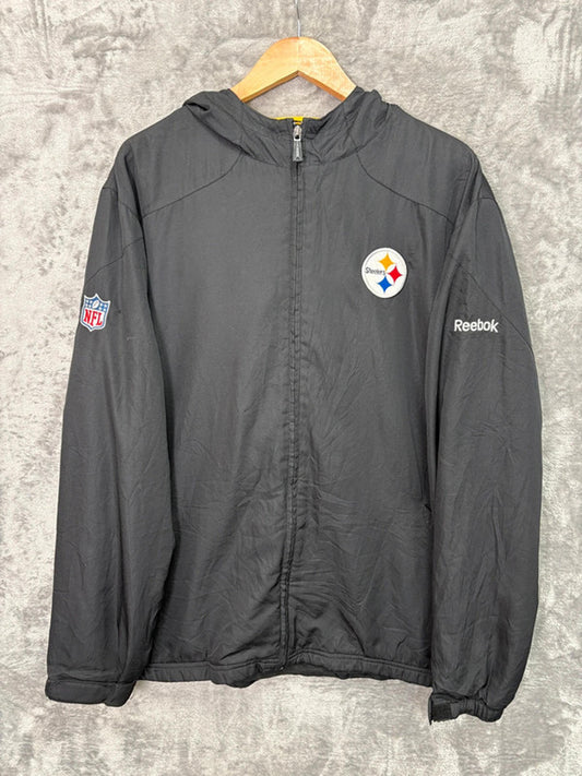 Reebok NFL On Field Pittsburgh Steelers Jacket (XL) Men’s Black Windbreaker
