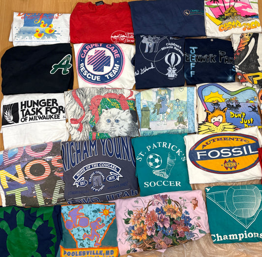 15x Single Stitch T-Shirts Lot (90s Vintage) – Grade A/B – USA & Promo Tees