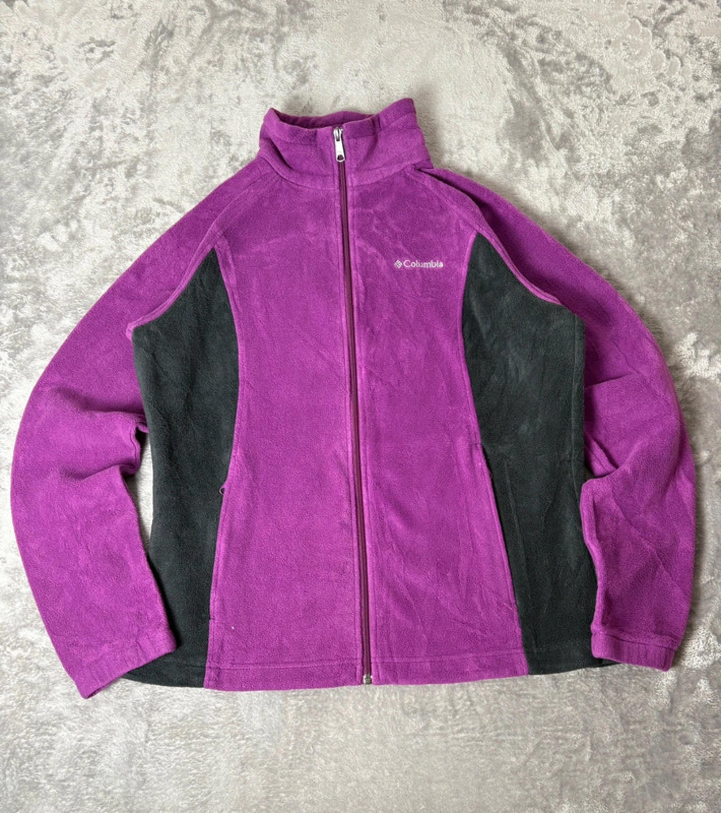 Columbia Women’s Full Zip Fleece Jacket Purple Black Size XL – Outdoor Hiking