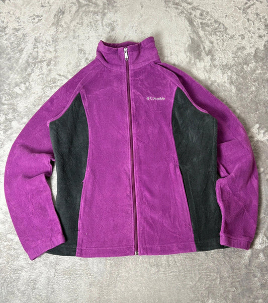 Columbia Women’s Full Zip Fleece Jacket Purple Black Size XL – Outdoor Hiking