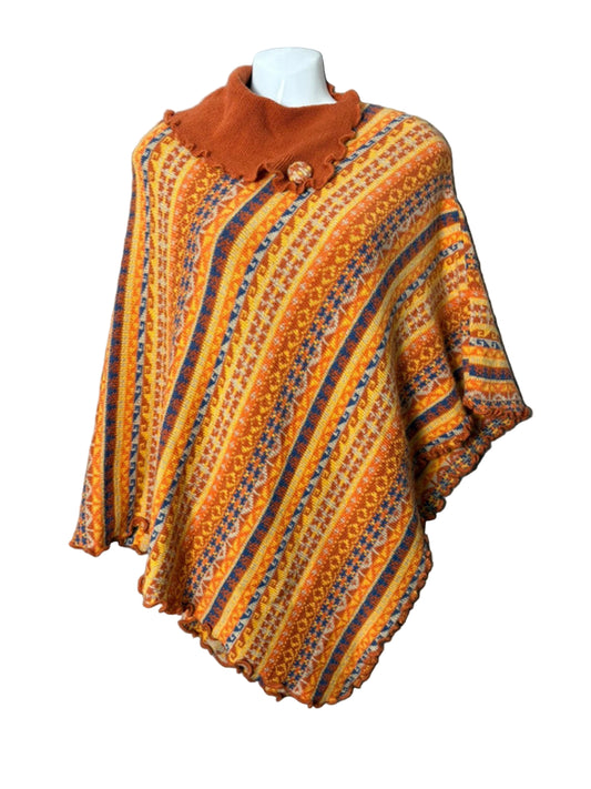 Handmade Peruvian Multicolor Alpaca Poncho - One Size