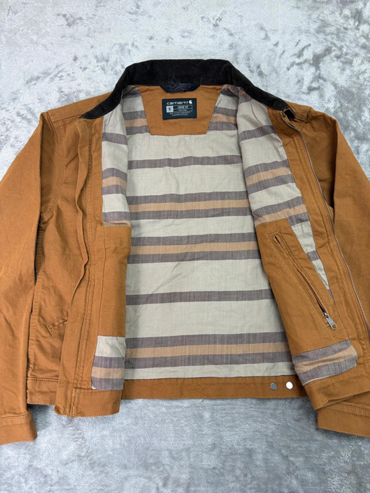 Carhartt Detroit Jacket Brown Loose Fit Small Canvas Workwear Coat